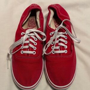 Vans Bold Red Canvas Shoes with White Accents Women’s size 8.5